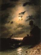 Ivan Aivazovsky Moonlit Seascape With Shipwreck France oil painting artist